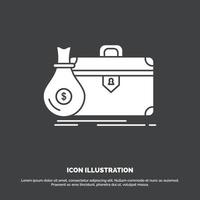 briefcase. business. case. open. portfolio Icon. glyph vector symbol for UI and UX. website or mobile application