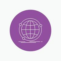 Data. global. internet. network. web White Line Icon in Circle background. vector icon illustration