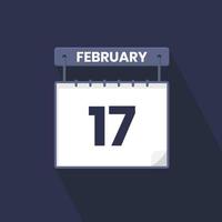 17th February calendar icon. February 17 calendar Date Month icon vector illustrator