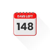 Countdown icon 148 Days Left for sales promotion. Promotional sales banner 148 days left to go vector