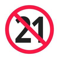 menores de 21 años prohibido icono redondo signo vector ilustración.