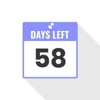 58 Days Left Countdown sales icon. 58 days left to go Promotional banner vector