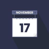 17th November calendar icon. November 17 calendar Date Month icon vector illustrator