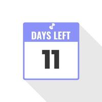 11 Days Left Countdown sales icon. 11 days left to go Promotional banner vector