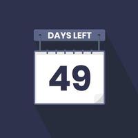 49 Days Left Countdown for sales promotion. 49 days left to go Promotional sales banner vector