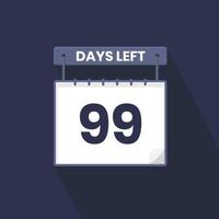 99 Days Left Countdown for sales promotion. 99 days left to go Promotional sales banner vector