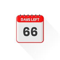 Countdown icon 66 Days Left for sales promotion. Promotional sales banner 66 days left to go vector