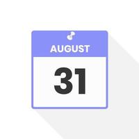 August 31 calendar icon. Date,  Month calendar icon vector illustration