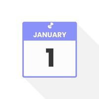 January 1 calendar icon. Date,  Month calendar icon vector illustration