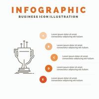 otorgar. competitivo. taza. borde. plantilla de infografía de premio para sitio web y presentación. icono de línea gris con ilustración de vector de estilo infográfico naranja