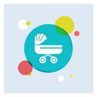 trolly. baby. kids. push. stroller White Glyph Icon colorful Circle Background vector
