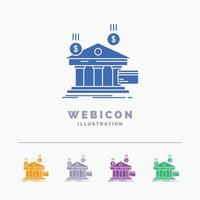 bank. payments. banking. financial. money 5 Color Glyph Web Icon Template isolated on white. Vector illustration