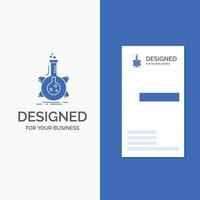 Business Logo for research. laboratory. flask. tube. development. Vertical Blue Business .Visiting Card template. vector
