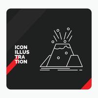 fondo de presentación creativa rojo y negro para desastre. erupción. volcán. alerta. icono de línea de seguridad vector