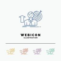 success. user. target. achieve. Growth 5 Color Line Web Icon Template isolated on white. Vector illustration