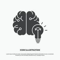 idea. business. brain. mind. bulb Icon. glyph vector gray symbol for UI and UX. website or mobile application