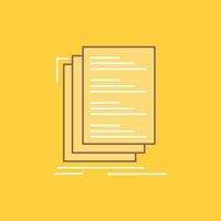 Code. coding. compile. files. list Flat Line Filled Icon. Beautiful Logo button over yellow background for UI and UX. website or mobile application vector