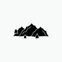 montaña. paisaje. Cerro. naturaleza. icono de glifo de árbol. ilustración vectorial aislada vector