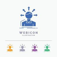 diferencia de conversión. diversidad. opciones estructura. Plantilla de icono web de glifo de 5 colores de transición de usuario aislada en blanco. ilustración vectorial vector