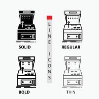 Arcade. console. game. machine. play Icon in Thin. Regular. Bold Line and Glyph Style. Vector illustration