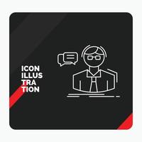 Red and Black Creative presentation Background for professor. student. scientist. teacher. school Line Icon vector