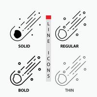 Asteroid. astronomy. meteor. space. comet Icon in Thin. Regular. Bold Line and Glyph Style. Vector illustration