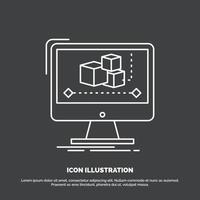 Animation. computer. editor. monitor. software Icon. Line vector symbol for UI and UX. website or mobile application