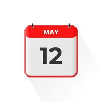 12th May calendar icon. May 12 calendar Date Month icon vector illustrator