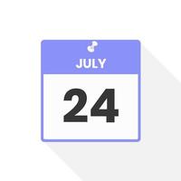 July 24 calendar icon. Date,  Month calendar icon vector illustration