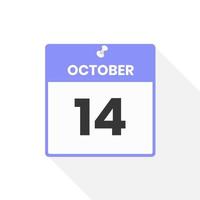 October 14 calendar icon. Date,  Month calendar icon vector illustration