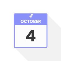 October 4 calendar icon. Date,  Month calendar icon vector illustration