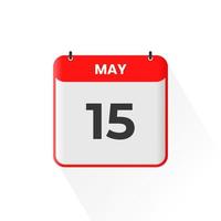 15th May calendar icon. May 15 calendar Date Month icon vector illustrator