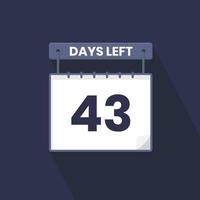 43 Days Left Countdown for sales promotion. 43 days left to go Promotional sales banner vector