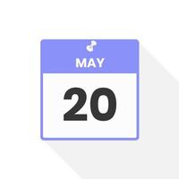 May 20 calendar icon. Date,  Month calendar icon vector illustration