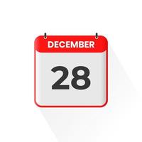 Icono del calendario del 28 de diciembre. 28 de diciembre calendario fecha mes icono vector ilustrador
