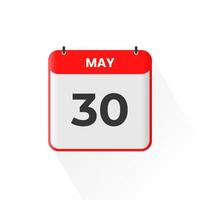 30th May calendar icon. May 30 calendar Date Month icon vector illustrator