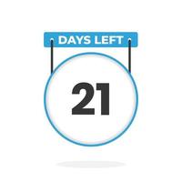 21 Days Left Countdown for sales promotion. 21 days left to go Promotional sales banner vector