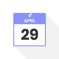 April 29 calendar icon. Date,  Month calendar icon vector illustration