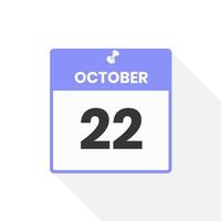 October 22 calendar icon. Date,  Month calendar icon vector illustration