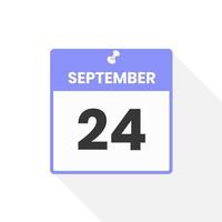 September 24 calendar icon. Date,  Month calendar icon vector illustration