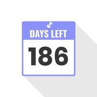 186 Days Left Countdown sales icon. 186 days left to go Promotional banner vector