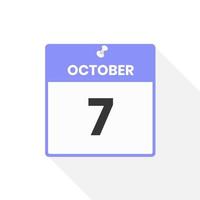 October 7 calendar icon. Date,  Month calendar icon vector illustration