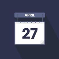 27th April calendar icon. April 27 calendar Date Month icon vector illustrator