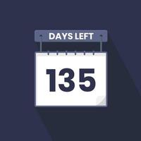 135 Days Left Countdown for sales promotion. 135 days left to go Promotional sales banner vector