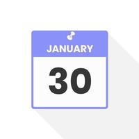 January 30 calendar icon. Date,  Month calendar icon vector illustration
