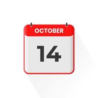 14th October calendar icon. October 14 calendar Date Month icon vector illustrator