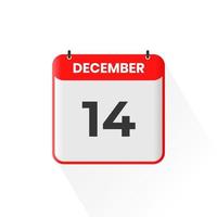 14th December calendar icon. December 14 calendar Date Month icon vector illustrator