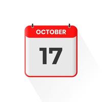 17th October calendar icon. October 17 calendar Date Month icon vector illustrator