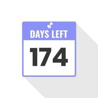 174 Days Left Countdown sales icon. 174 days left to go Promotional banner vector