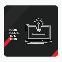 Red and Black Creative presentation Background for laptop. solution. idea. bulb. solution Line Icon vector